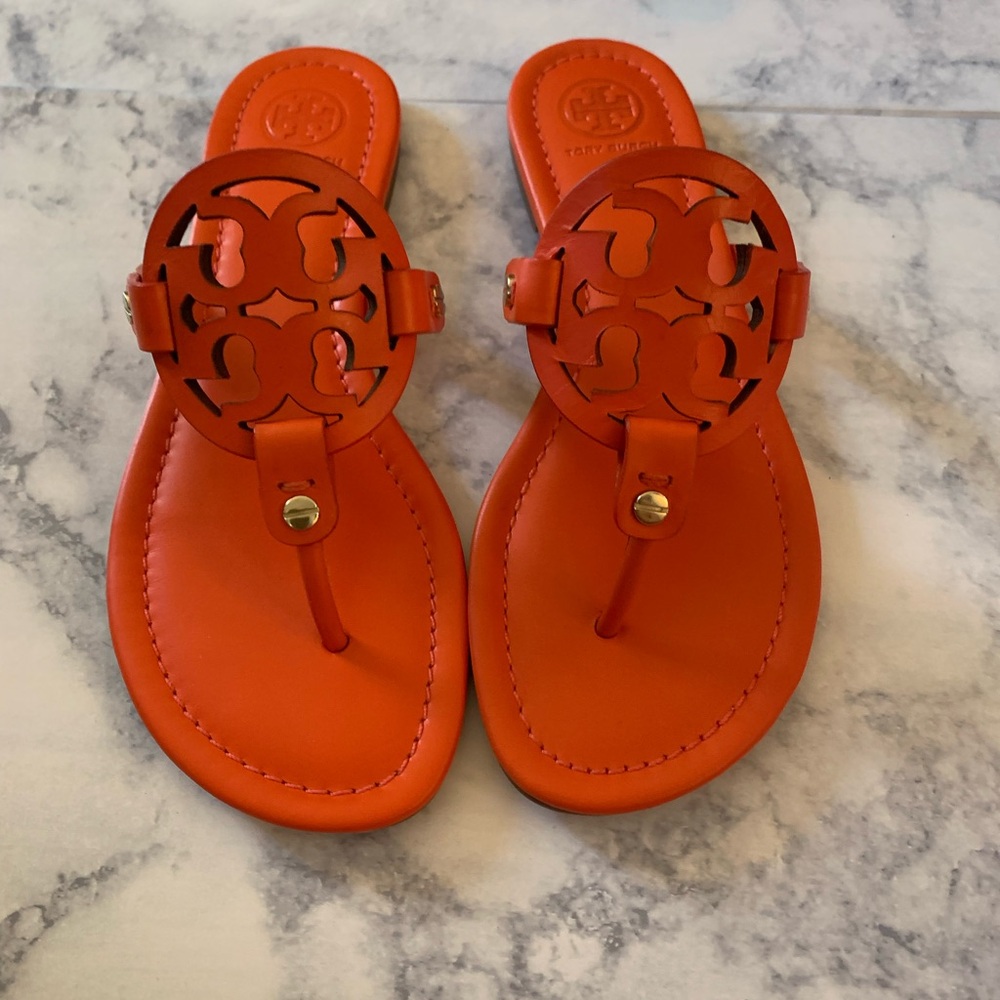 NIB!  Tory Burch Miller Logo Sandals in Poppy Red